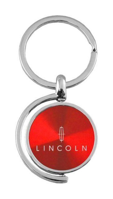 Red Lincoln Logo - Red Lincoln Logo Brushed Metal Round Spinner Chrome Key Chain Spin ...