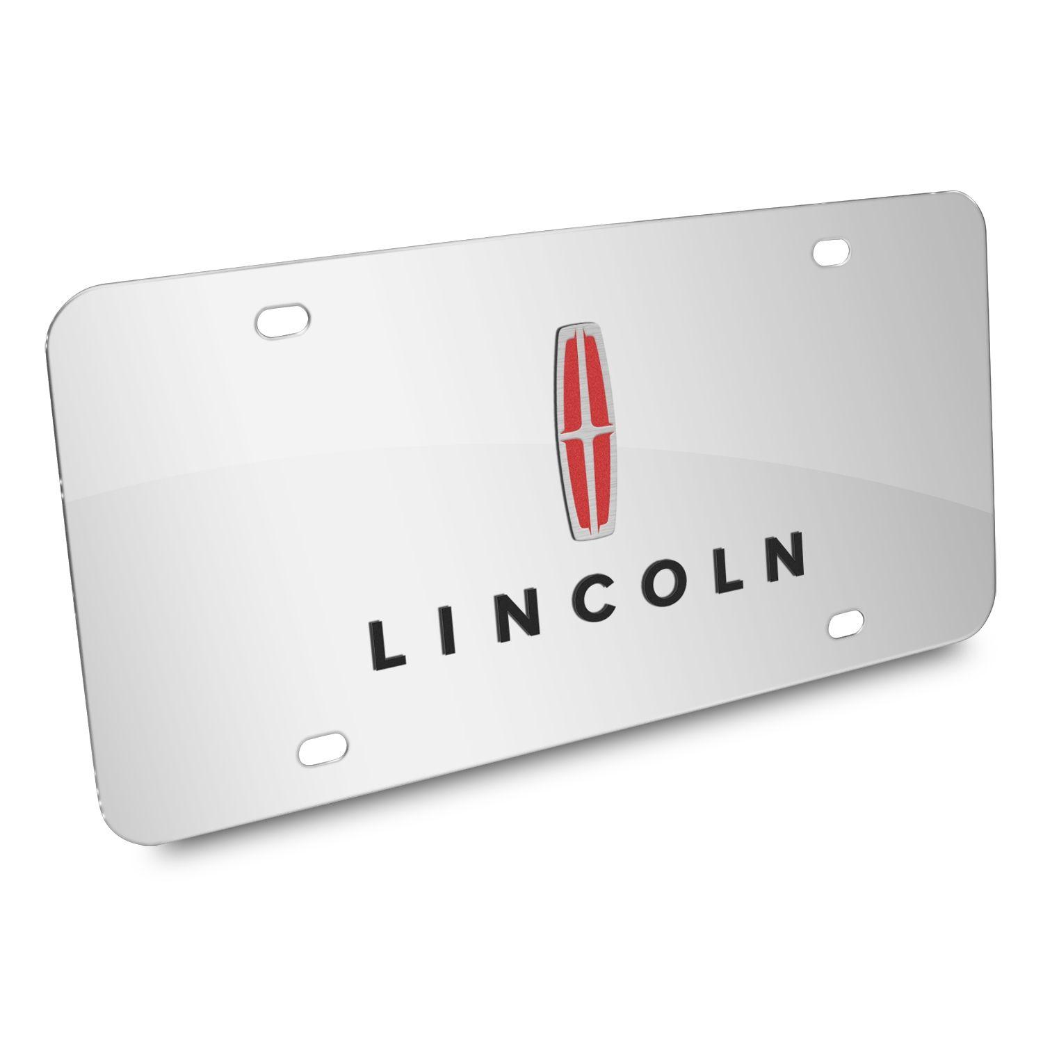 Red Lincoln Logo - Lincoln in Red 3D Dual Logo Mirror Chrome Stainless Steel License ...