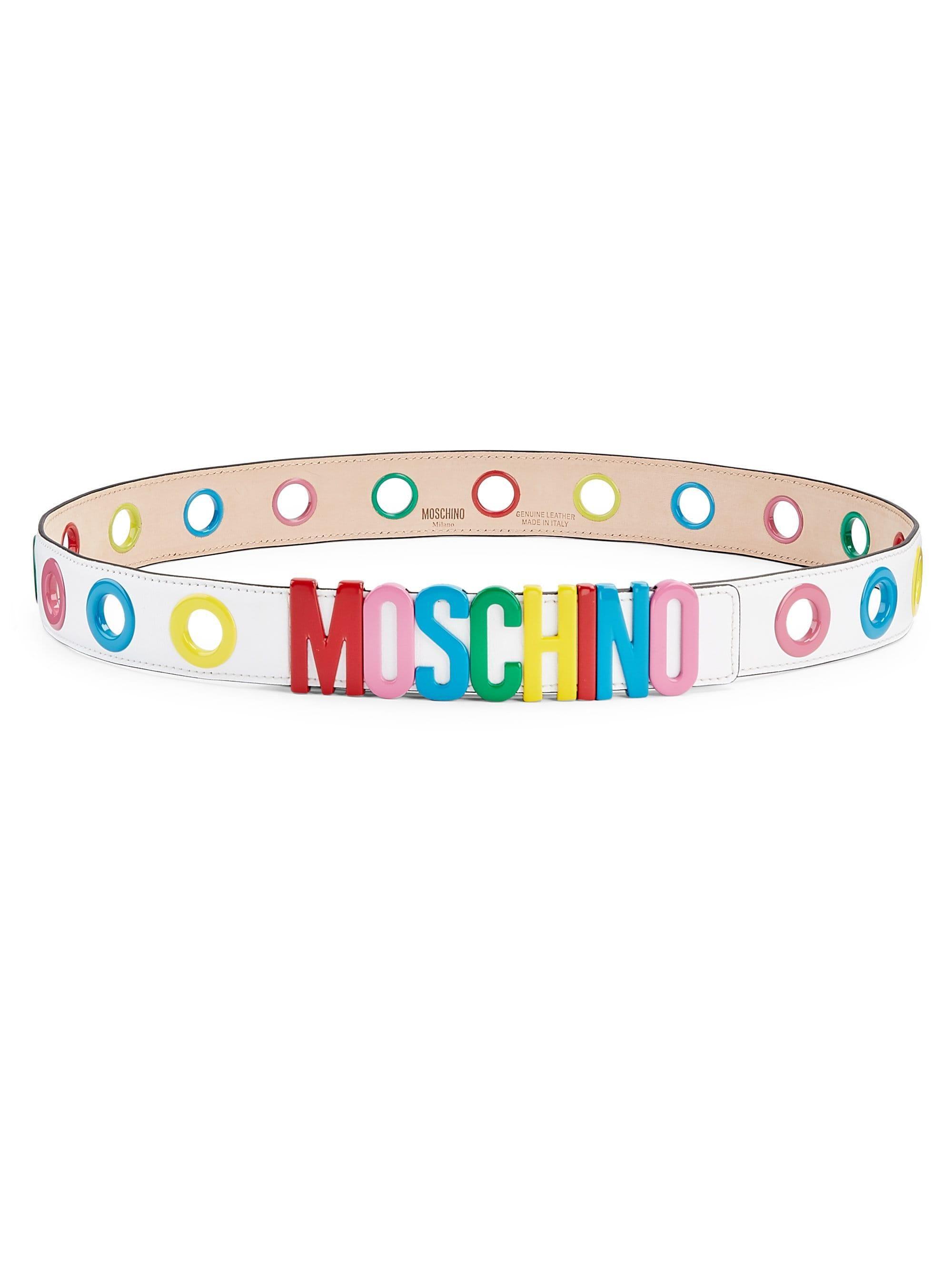 Rainbow Oval Logo - Lyst - Moschino Women's Vita Bassa Rainbow Logo Leather Belt - White ...