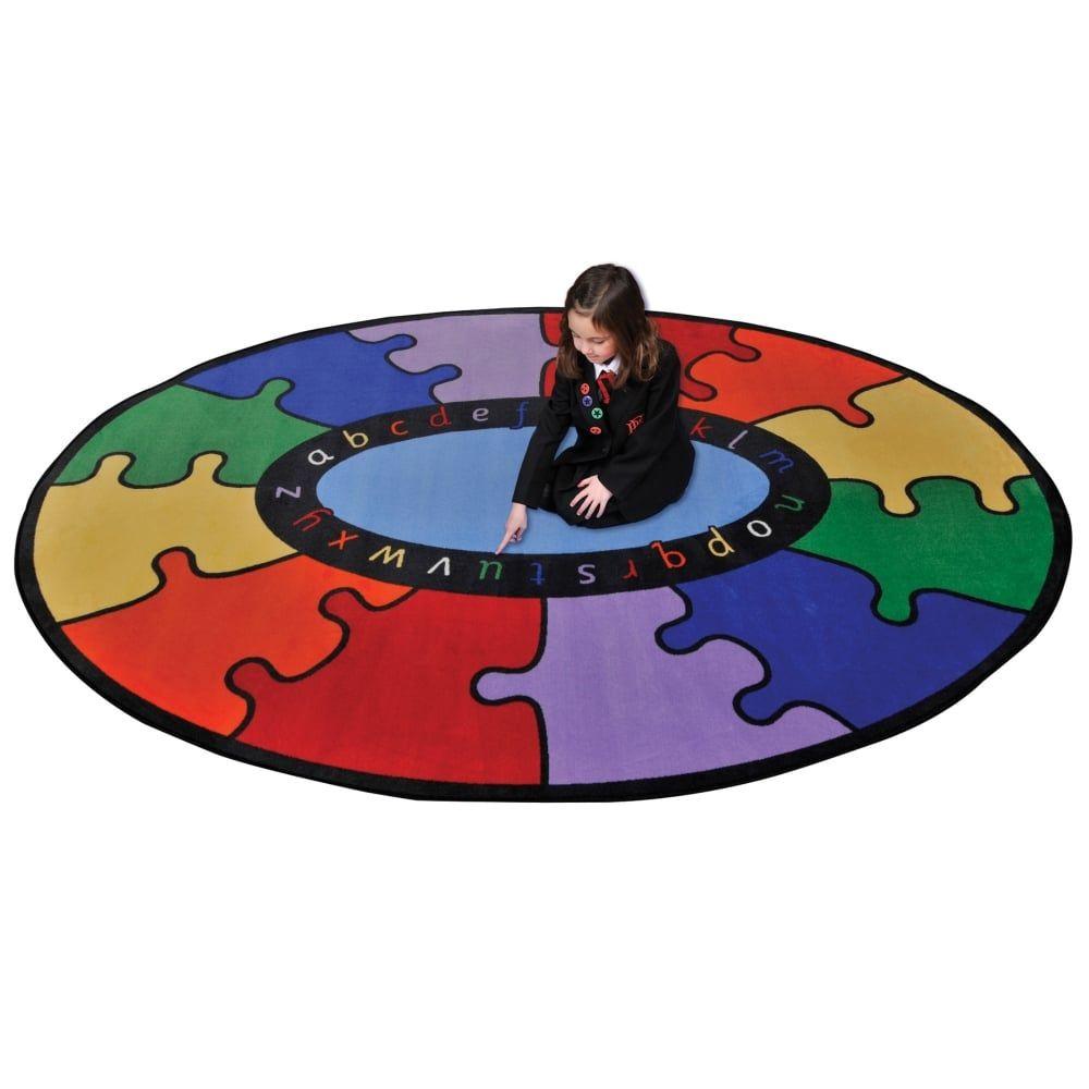 Rainbow Oval Logo - Abc Oval Rainbow Puzzle Learning Rug