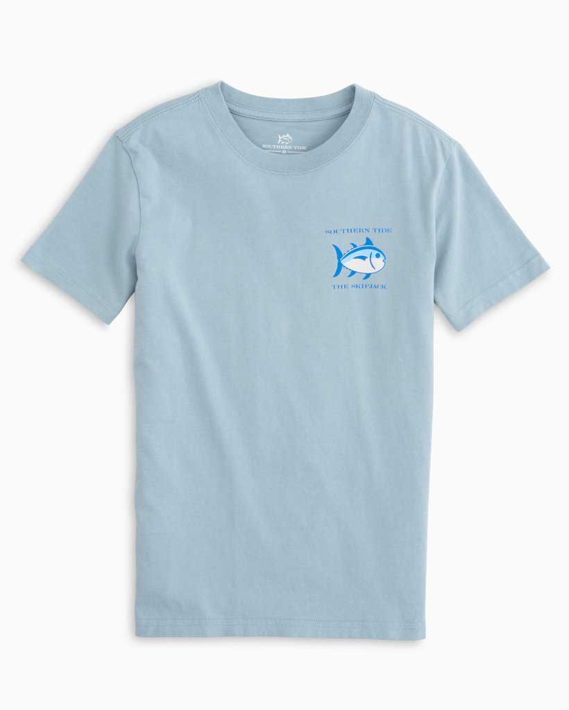 Southern Tide Logo - Southern Tide Original Skipjack T-Shirt for Kids in Tsunami Grey 3300