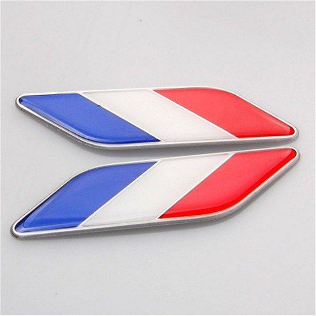 Rhombus Car Logo - BBQ@FUKA 2x Aluminum Rhombus French France Flag Fender Emblem Badge ...