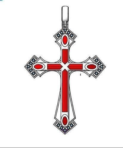 Beautiful Cross Logo - 3D printable model beautiful cross with stones