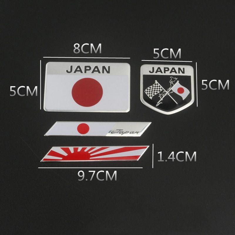 Rhombus Car Logo - 2PCS Sunrise Japan Flag Square Shield Long Rhombus Thin Aluminium