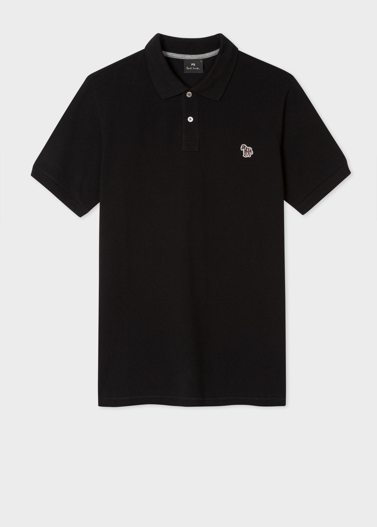 Black Polo Logo - Men's Black Cotton-Piqué Zebra Logo Polo Shirt - Paul Smith