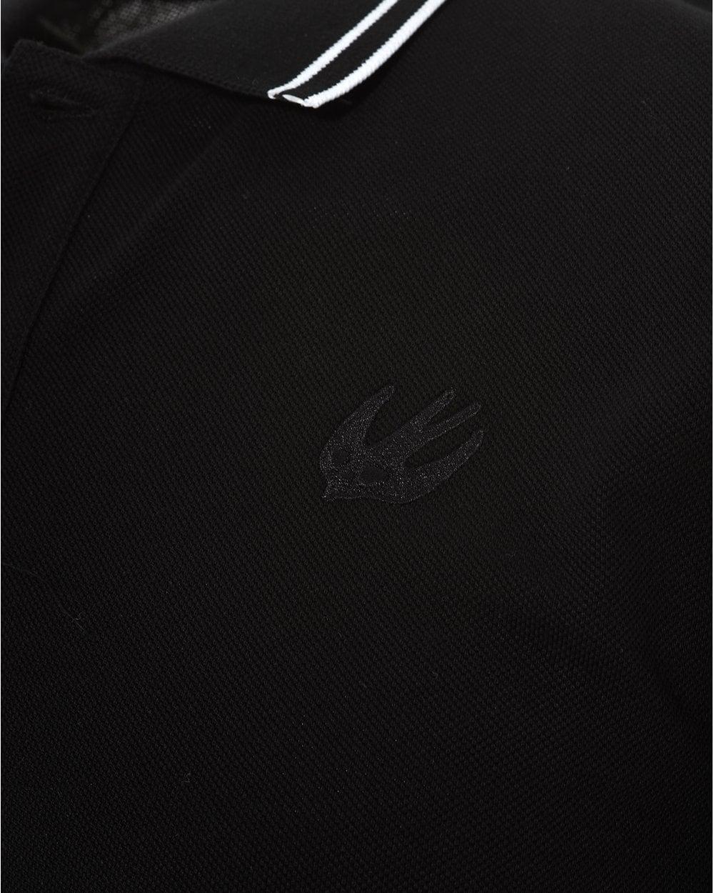 Black Polo Logo - McQ by Alexander McQueen Mens Swallow Logo Darkest Black Polo Shirt