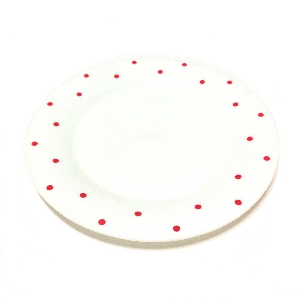Red Circle White X Logo - Polka Dot Plate in White x Red from Chocoholic