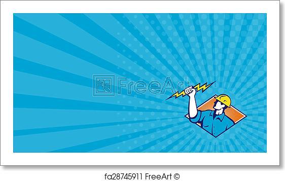 Lightning Bolt Inside Diamond Logo - Free art print of Business card Electrician Construction Worker ...