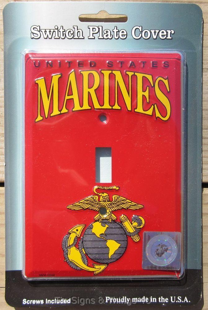Wall Cover Logo - US Marines Light Switch PLATE COVER metal garage bar wall decor usmc