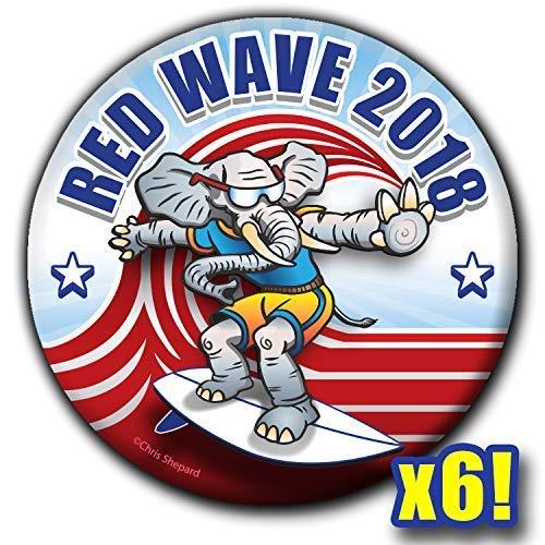 Red Wave Republican 2018 Logo - Amazon.com: RED WAVE 2018 Surfing GOP Elephant Commemorative 6-Pack ...