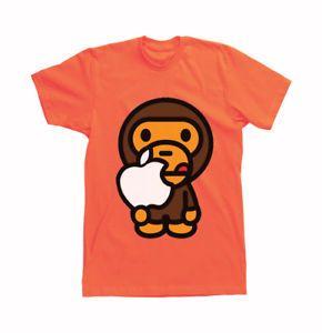 Red BAPE Milo Logo - A Bathing Ape Baby Milo Bape Apple Logo Mens T Shirt Fashion Gildan