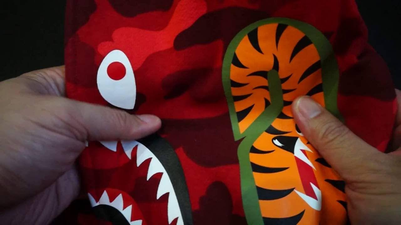 Red BAPE Milo Logo - Bathing Ape BAPE Kids Milo Varsity Shark Jacket Red Color Camo ...