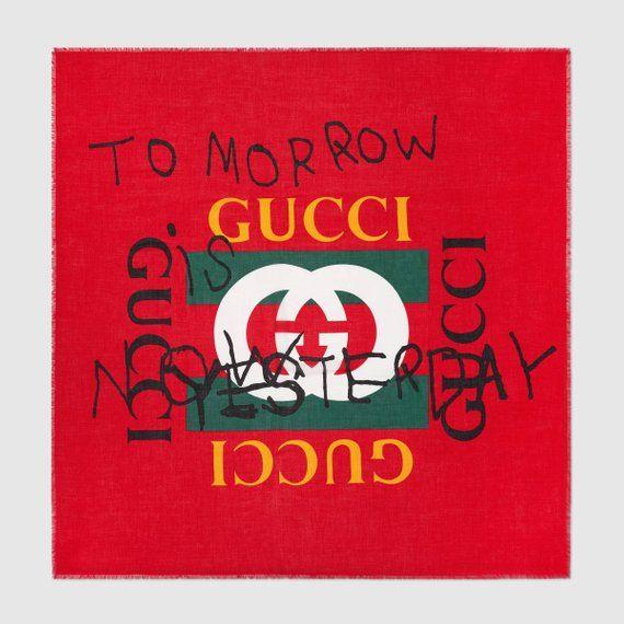 Red Gucci Logo - Gucci Logo Inspired Red Cotton Scarf | Etsy