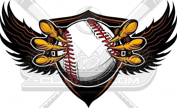 Hawks Baseball Logo - Raptor Baseball Logo Clipart Image with claw or talons around Baseball