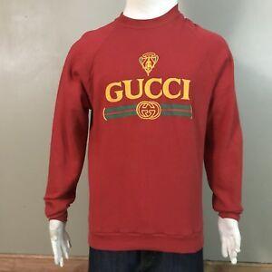 Red Gucci Logo - VTG 80's Bootleg Red Gucci Logo Pullover Crewneck Sweater Sx XL 46 ...
