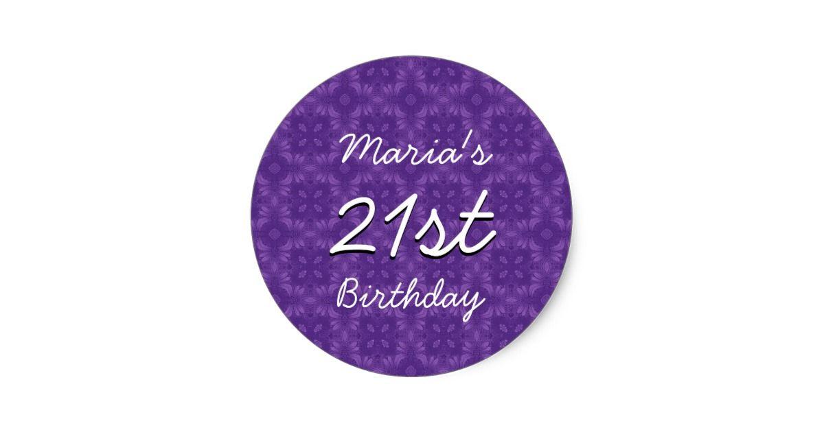 Purple Diamonds Logo - Purple Diamonds 21st Birthday Custom Name V213 Classic Round Sticker ...