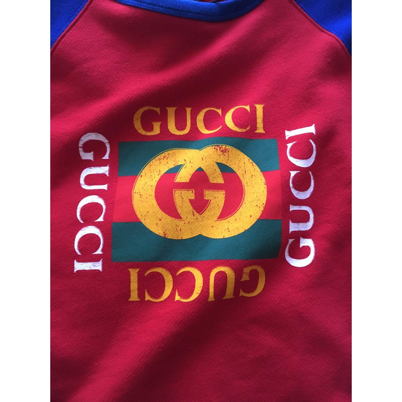 Red Gucci Logo - Gucci Oversize sweatshirt with Gucci logo Sweaters Cotton Red ref ...