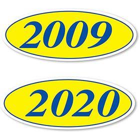 Blue and Yellow Oval Logo - Car Year Stickers / Windshield Year Stickers | Sid Savage