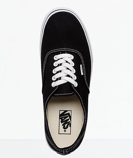 Skate Shoe Logo - Vans Authentic Black and White Canvas Skate Shoes