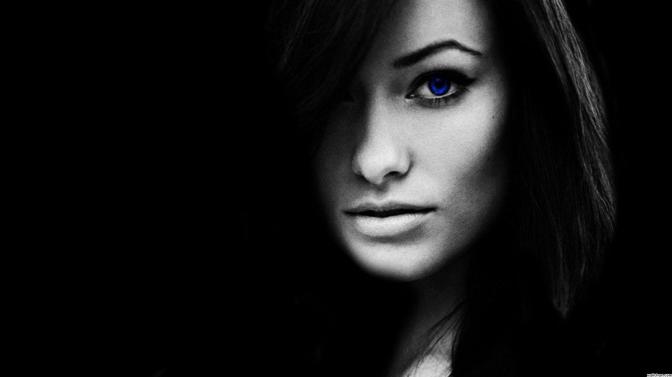 Cute Girl Black and White Logo - Blue Eye Girl Black Background For Ubuntu