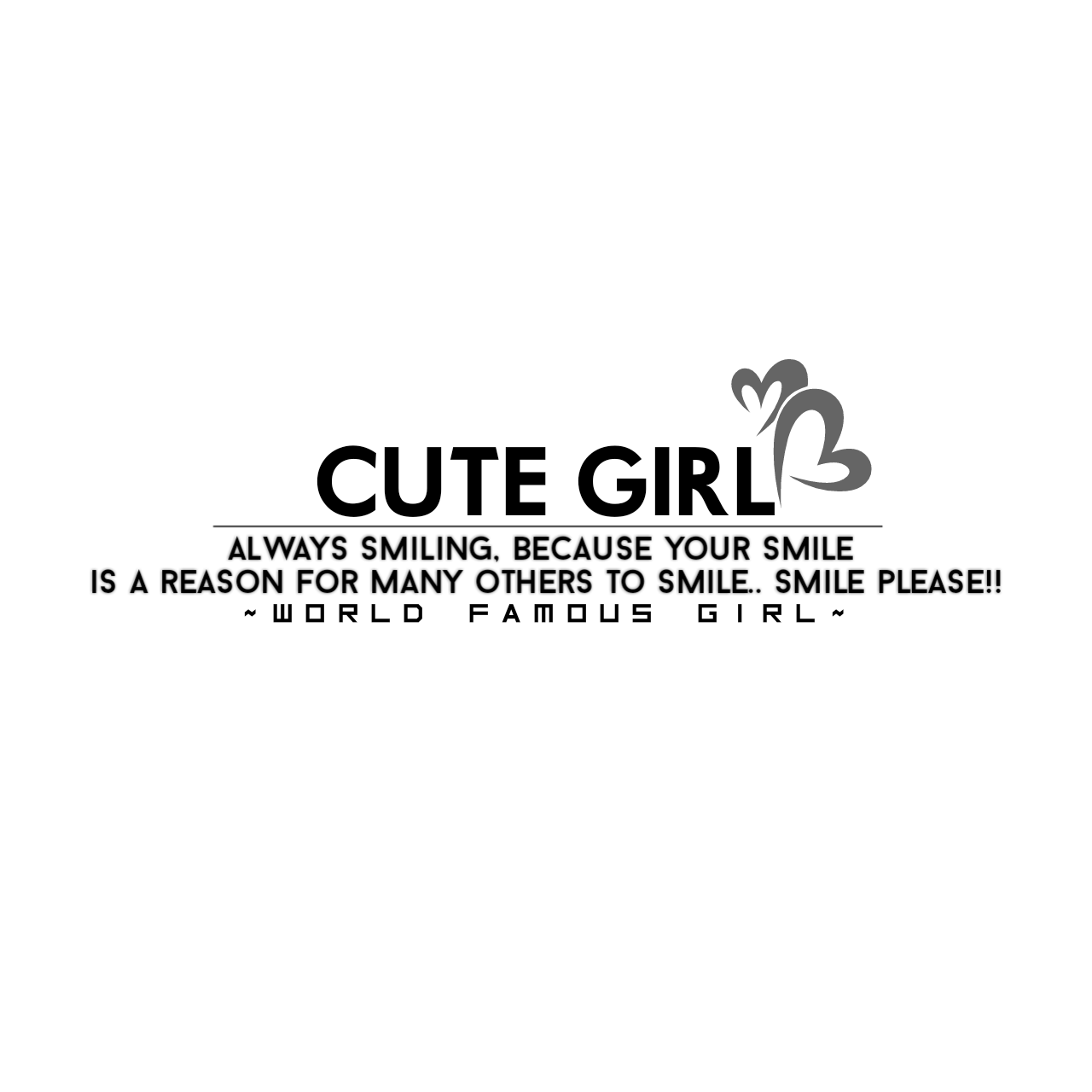 Cute Girl Black and White Logo - GIRL's BLACK TEXT PNG ~ - Editing Material