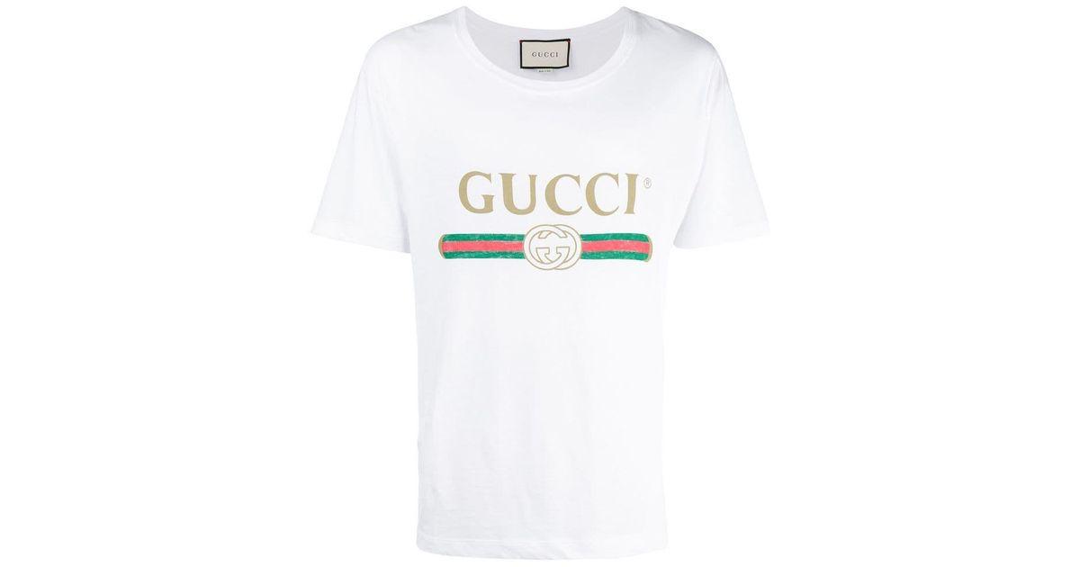 Gucci White Logo - Gucci Logo Print T Shirt In White For Men