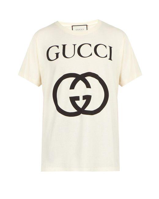 Gucci White Logo - Gucci Logo-print Cotton T-shirt in White for Men - Lyst