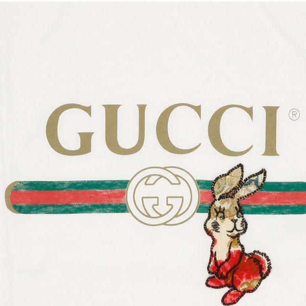 Gucci White Logo - Gucci White Logo T Shirt With Rabbit