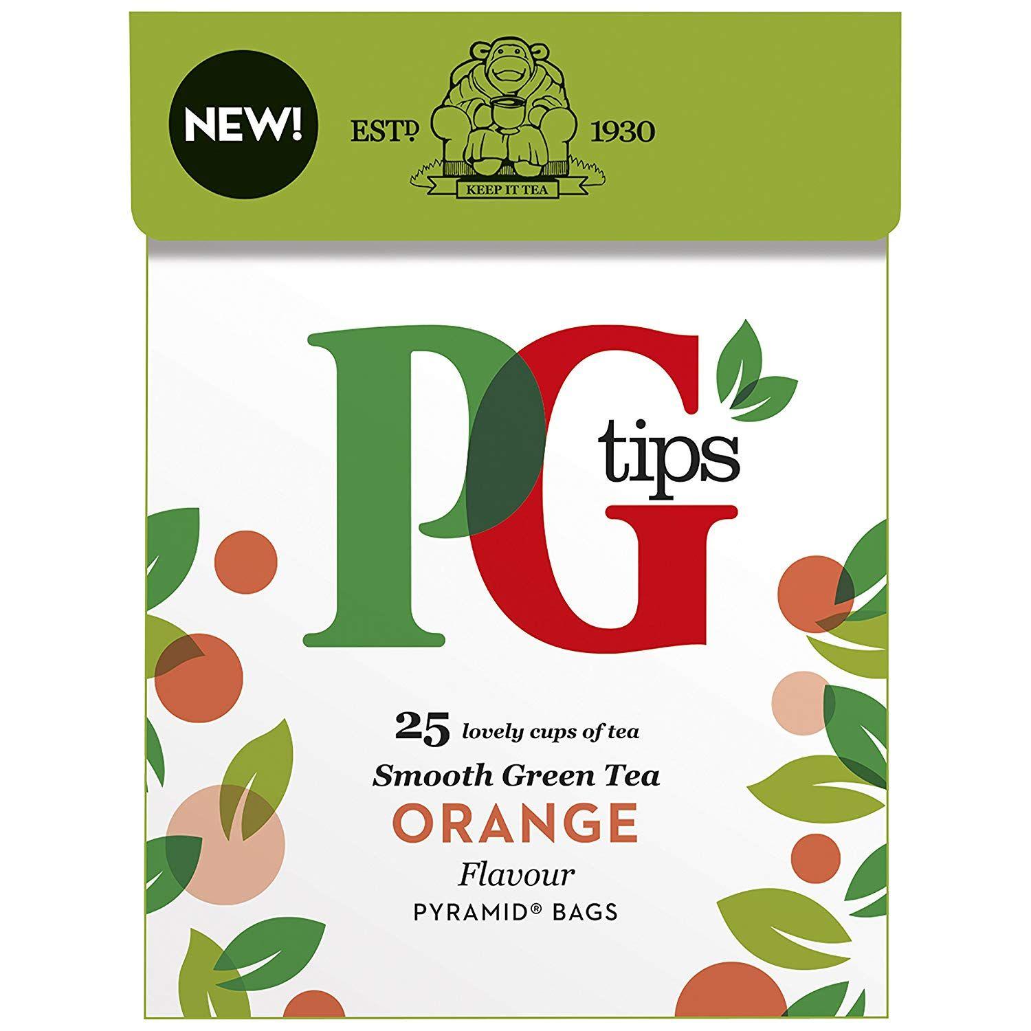 Green and Orange O Logo - PG Tips Green Tea Orange Pyramid Teabags, 35 g - Pack of 25: Amazon ...