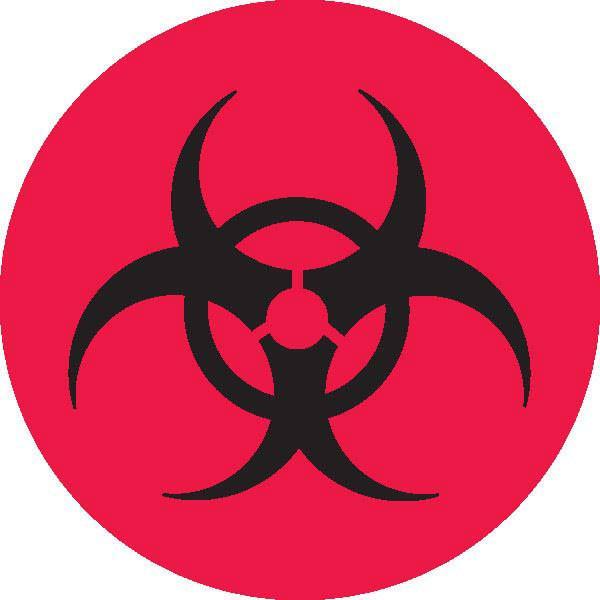 Biohazard Logo - Biohazard Symbol - Red with Black Text - CeilBlue