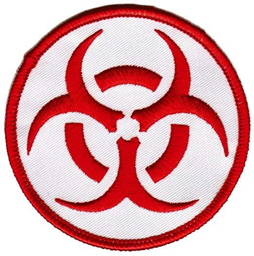 Biohazard Logo - Biohazard Symbol Embroidered Patch Iron-On Danger Symbol Red-on ...