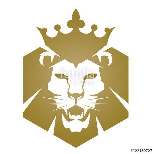 Golden Lion Logo - Vector Golden Lion Head Logo