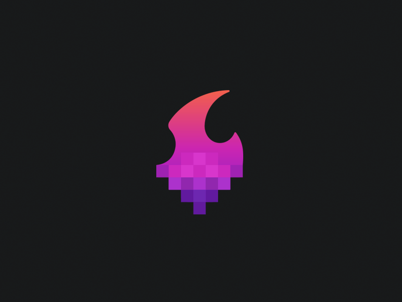 Magenta Flame Logo - Pixel Unite Icon by Travis Howell 