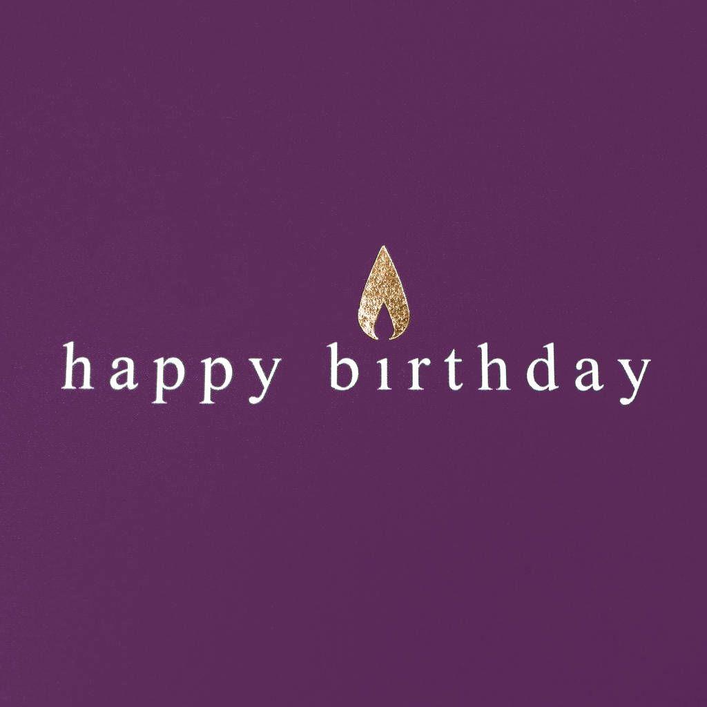 Magenta Flame Logo - happy birthday card; gold foil candle flame