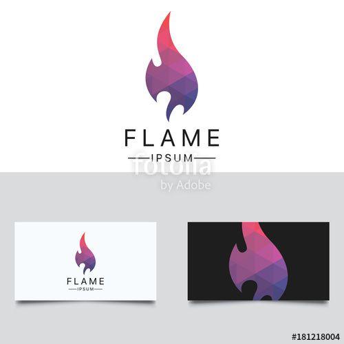 Magenta Flame Logo - Flame Logo. Colorful Low Poly Flame Logo Design