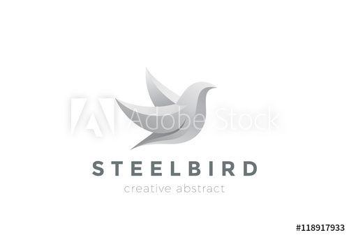 Metal Bird Logo - Steel Metal Flying Bird Logo design vector. Dove Logotype icon - Buy ...