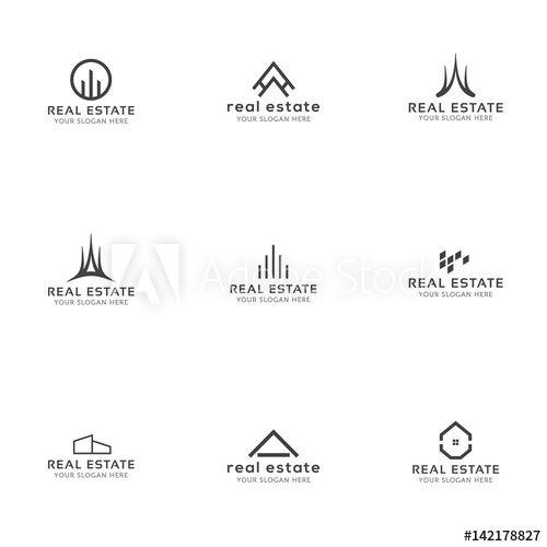 Minimal Logo - Set of real estate minimal logo templates. House, buildings, skyline ...
