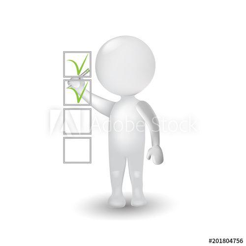White People Logo - Survey 3D white people man with check list icon vector logo