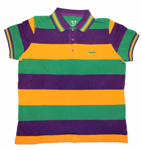 Clothing Company with Alligator Logo - Mardi Gras Youth Polo Shirt, Green and Gold