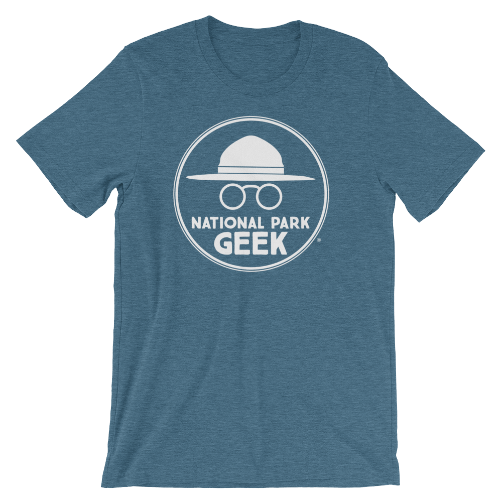 Blue Green and White Logo - A National Park Geek T-Shirt - White Logo