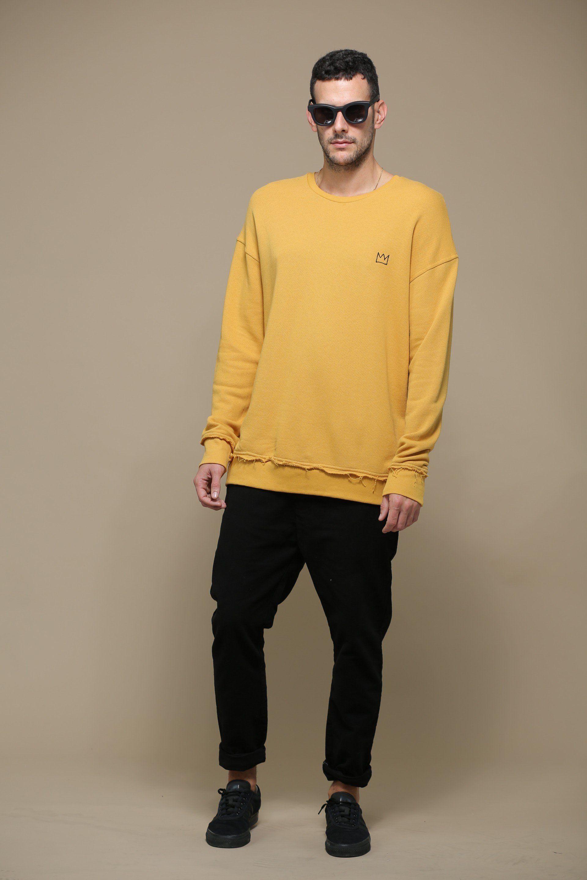 Yellow Person Logo - Yellow Oversized Logo Sweatshirt – Skint & Minted