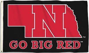 Go Big Red Logo - Nebraska Cornhuskers 3' x 5' Flag (State Outline Go Big Red) NCAA