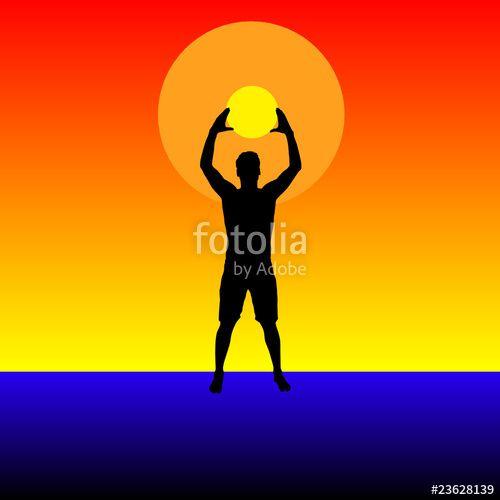 Man Holding Sun Logo - man holding sun vector illustration