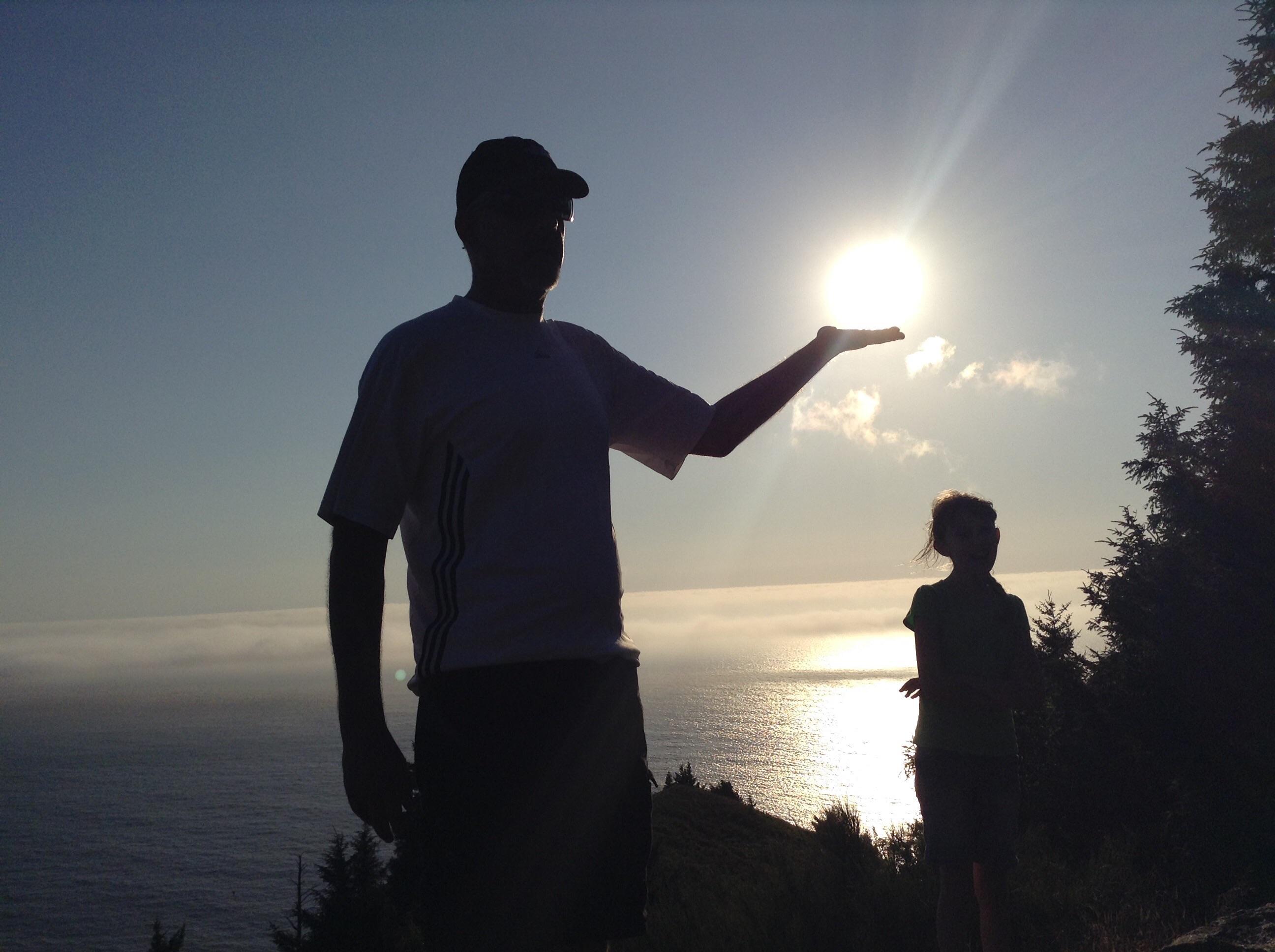 Man Holding Sun Logo - PsBattle: man holding sun while girl watches