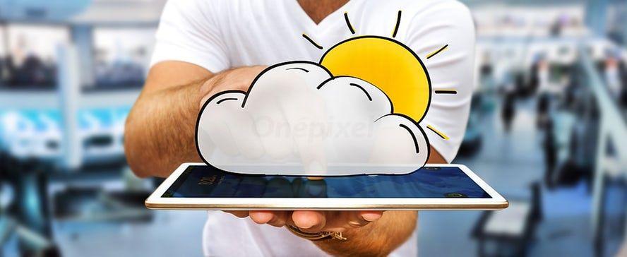 Man Holding Sun Logo - Man holding hand drawn cloud and sun icons - 1893549 | Onepixel