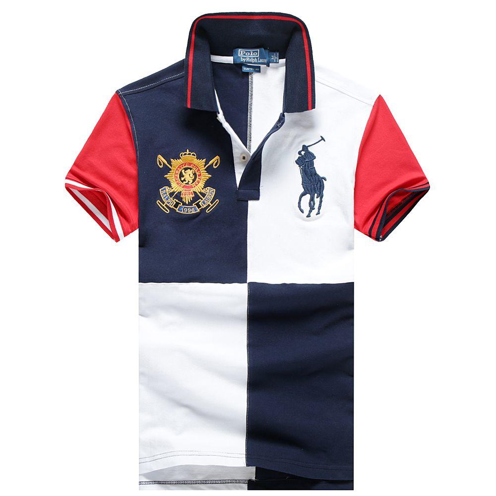 Ralph Lauren Navy Blue Polo Horse Logo - POLO RALPH LAUREN MEN BIG PONY POLO CONTRASTING LOGO COLLAR ARMBANDS ...