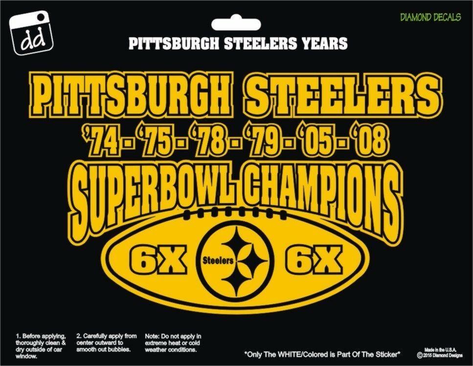 Steelers Car Diamond Logo - Pittsburgh Steelers NFL Football 6X Super Bowl Champs Gold Vinyl ...