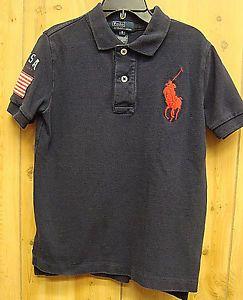 Ralph Lauren Navy Blue Polo Horse Logo - RALPH LAUREN POLO Short Sleeve Navy Blue USA Logo BIG RED HORSE SIZE ...