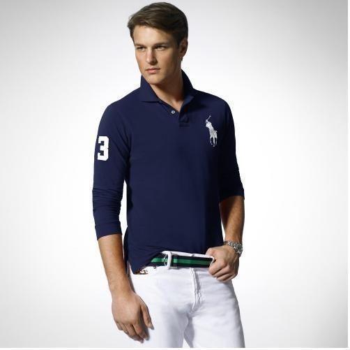 Ralph Lauren Navy Blue Polo Horse Logo - buy polo ralph lauren, Men's RL Long-Sleeved Big Pony Polo Navy Blue ...