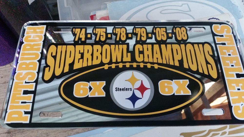 Steelers Car Diamond Logo - Pittsburgh Steelers NFL Football 6X Super Bowl Champs License Plate ...